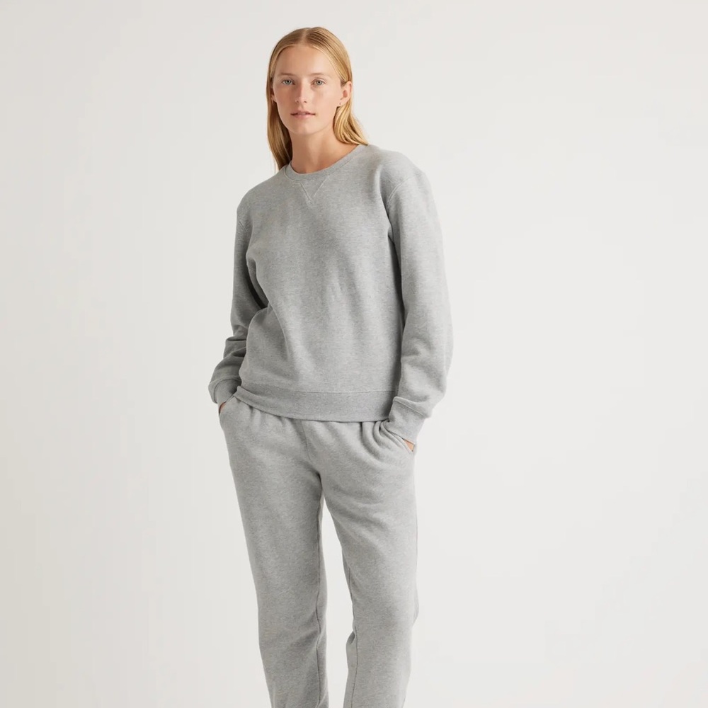 NEW Quince Organic Heavyweight Fleece Boyfriend Crew Sz XS - Picture 5 of 8